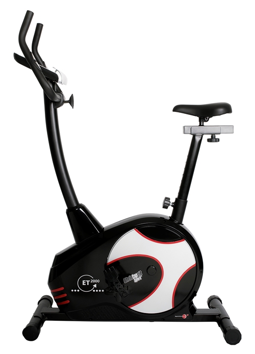 Dette er en Top Sport ET2000 Motionscykel m. Ergometer, motioncyklen er sort og hvid med røde accenter